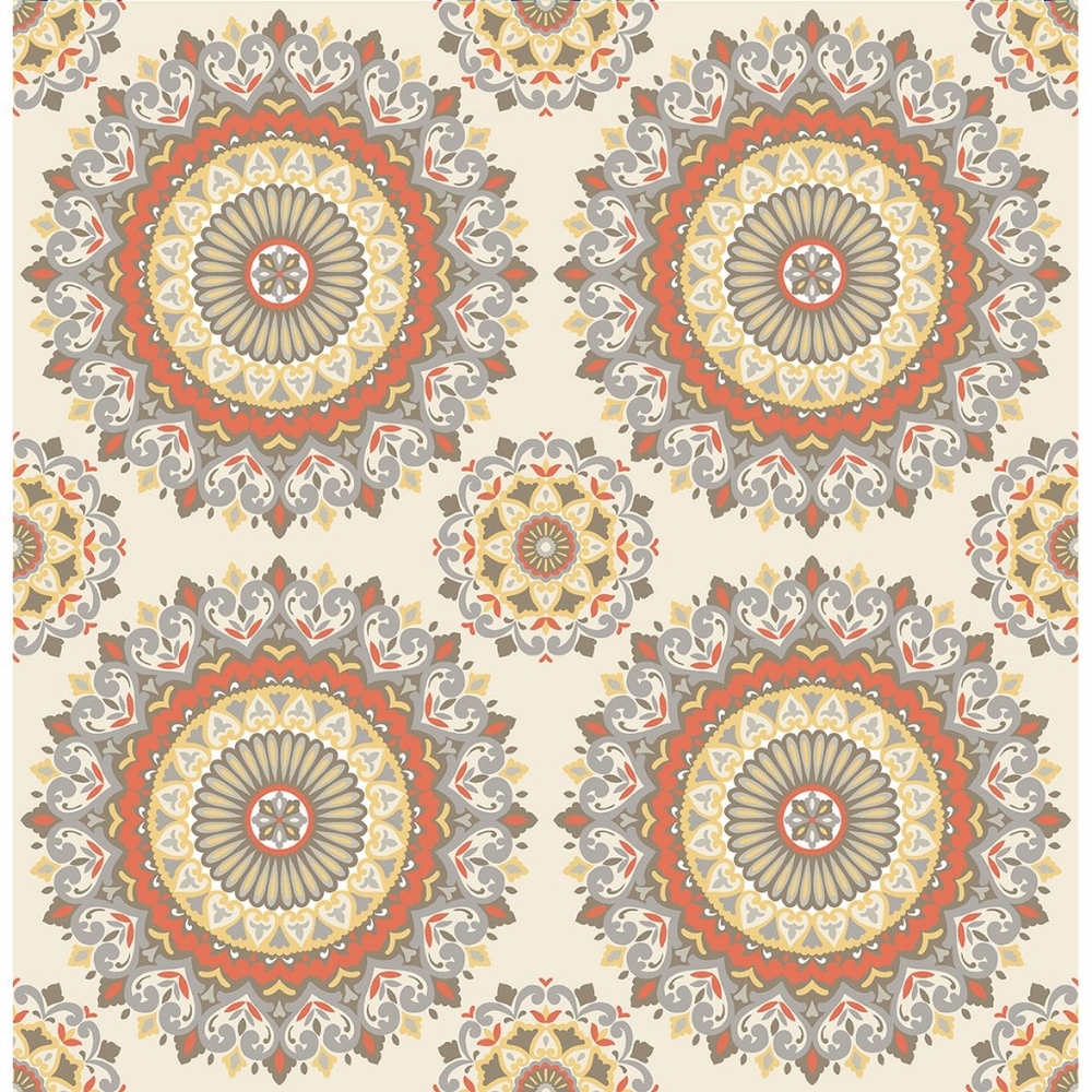 Wallpaper Gemma Coral Boho Medallion - boho